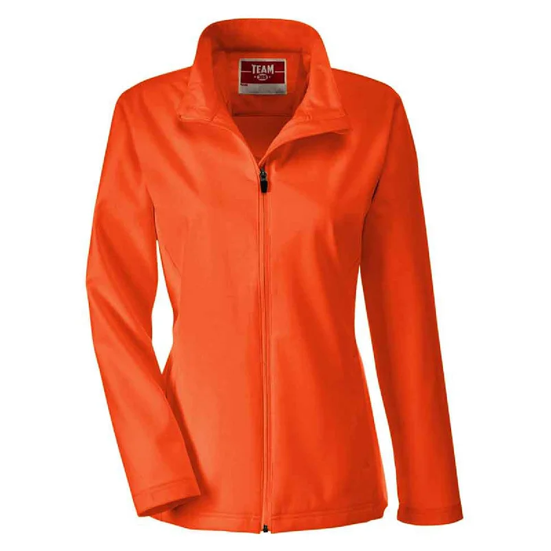 Team 365 Women's Sport Orange Leader Soft Shell Jacket Appliqued Jacket Beaded Jacket Sequined Jacket