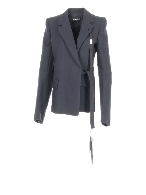 VENLA ASYMMETRIC TAILORED JACKET BRUSHED WOOL Knit Fabric Woven Fabric Fleece Fabric