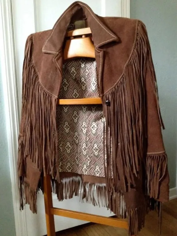Getadme Women's Suede Jacket Women Indie Folk Tassel Spring/Autumn Crop Coat Women Fringed Long-sleeved Bohemian Ethnic Jackets Brown Front Pockets Side Pockets Patch Pockets Getadme Women's Suede Jacket Women Indie Folk Tassel Spring/Autumn Crop Coat Women Fringed Long-sleeved Bohemian Ethnic Jackets Brown Front Pockets Side Pockets Patch Pockets
