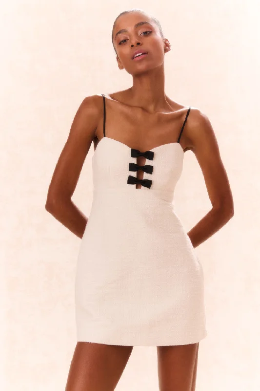 Adelaide Tweed Mini Dress-CREAM Fashionable Party Mini Dress