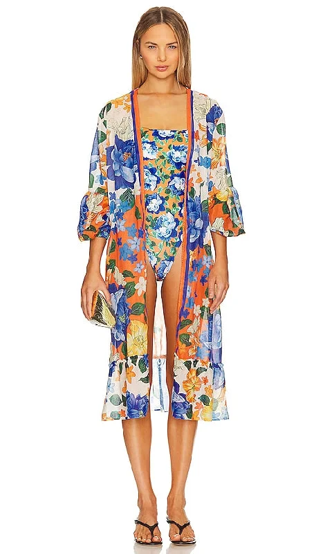 Agua Bendita x REVOLVE Aldora Mini Dress in Blue Casual V-Neck Mini Dress