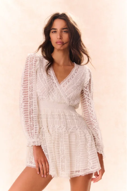Alonsa Lace-Detailed Mini Dress - CREAM Comfortable Wrap Mini Dress
