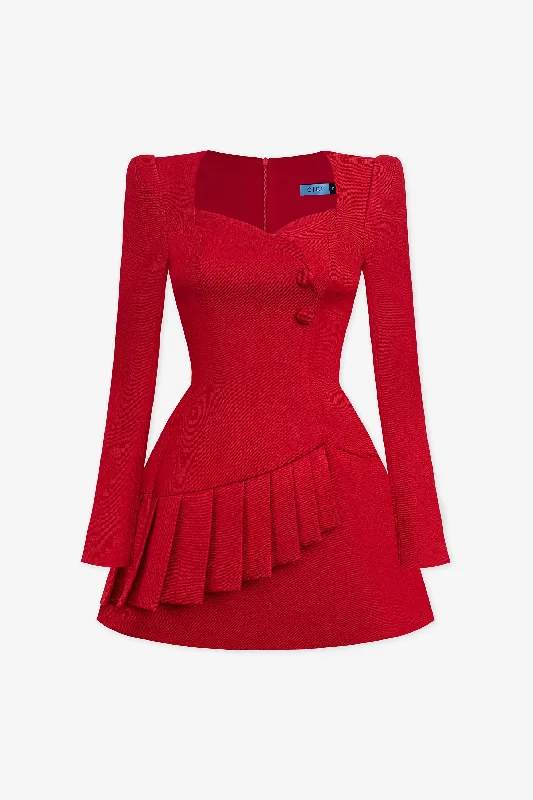 Aretta Long Sleeves Mini Dress Fashionable Off-Shoulder Mini Dress