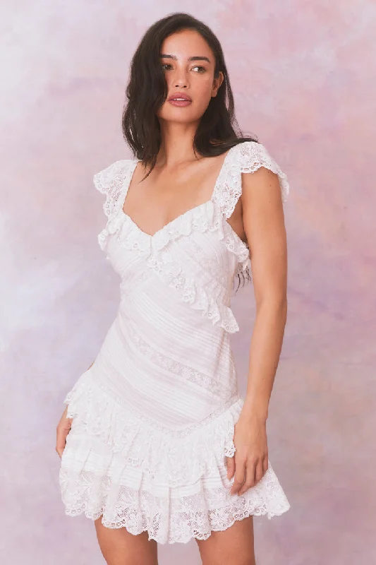 Bensley Fitted Lace Mini Dress Casual High-Waist Mini Dress