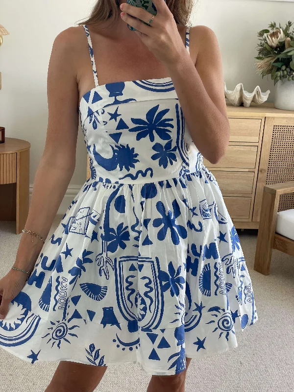 CORALINE MINI DRESS - BLUE Casual Button-Up Mini Dress