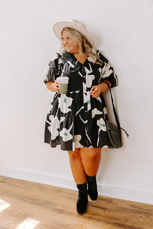 Countryside Cafe Floral Mini Dress Curves Classic Floral Print Mini Dress