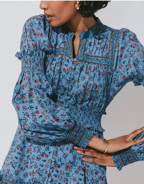 Delilah Blue Mini Dress Trendy Floral Mini Dress