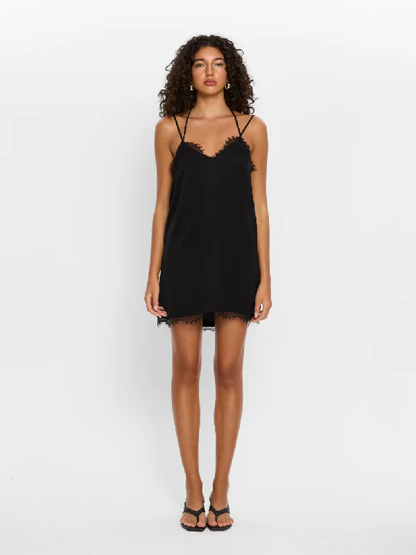 Finlay Lace Mini Dress Elegant Satin Lace Mini Dress