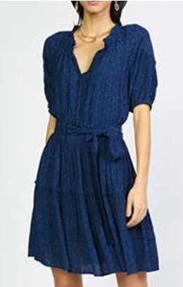 Francie Navy Ruffle Tiered Mini Dress Cozy Ribbed Mini Dress
