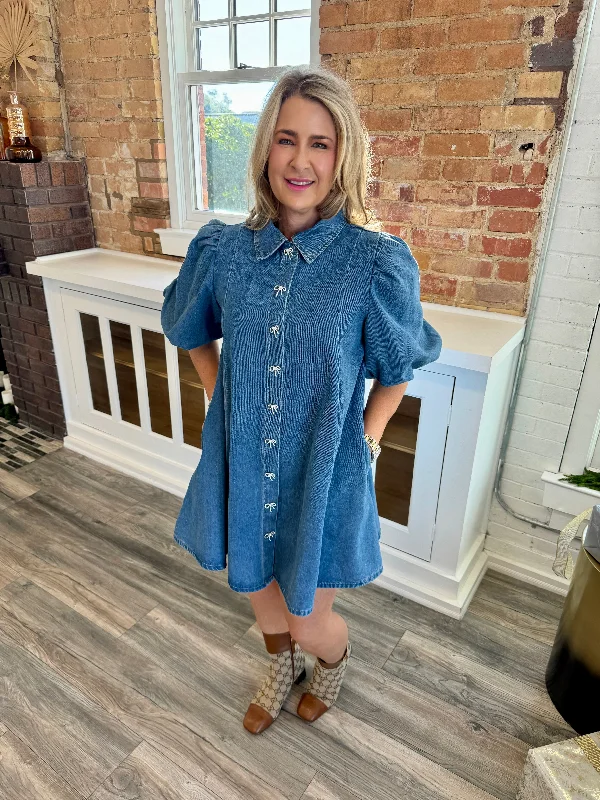 Jewel Puff Mini Dress Cozy Sweater Mini Dress