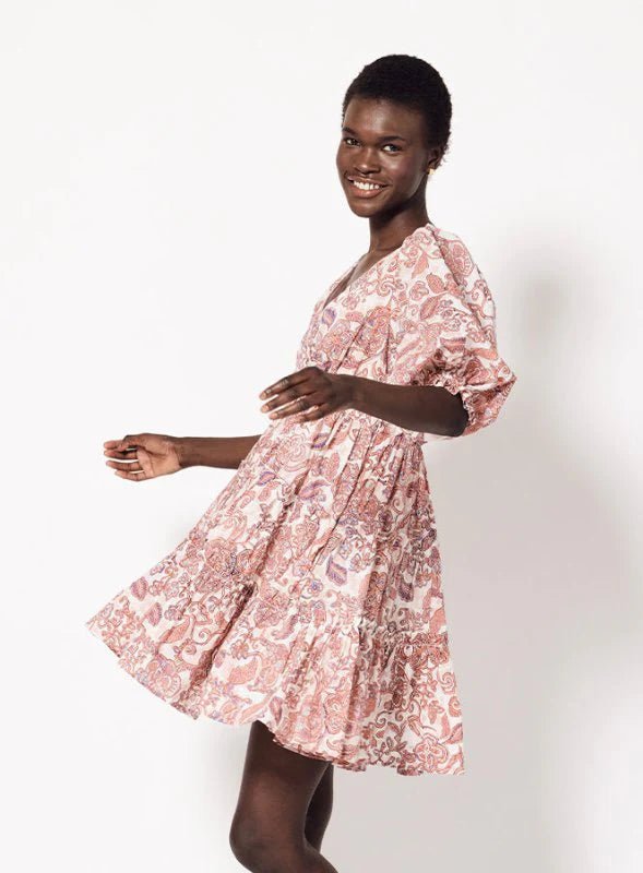 Lavinia Mini Dress in Amara Floral Fashionable Denim Mini Dress