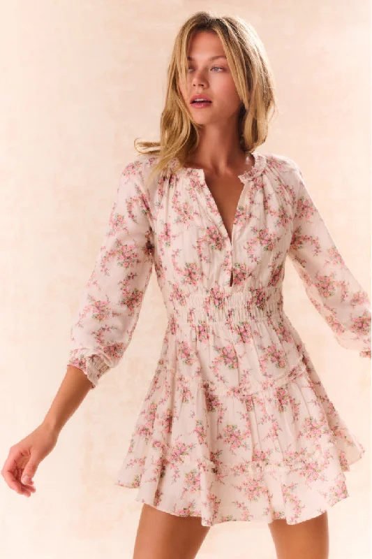 Mellini Floral Cotton Mini Dress Elegant Off-Shoulder Dress Mini