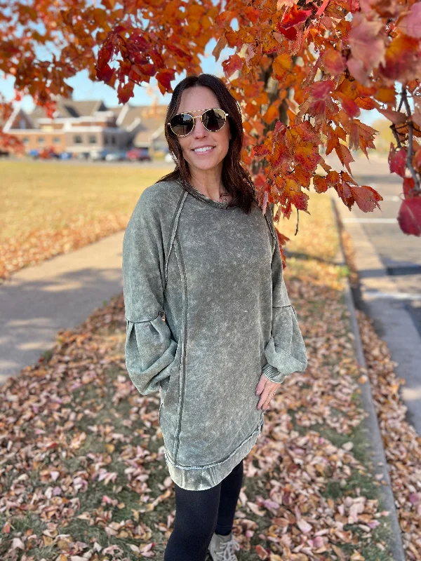 Mineral Washed Oversized Sweatshirt Mini Dress Comfortable Off-Shoulder Mini Dress