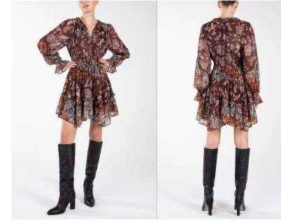 Miss Me Rachel Paisley Chiffon Mini Dress Comfortable Shift Mini Dress