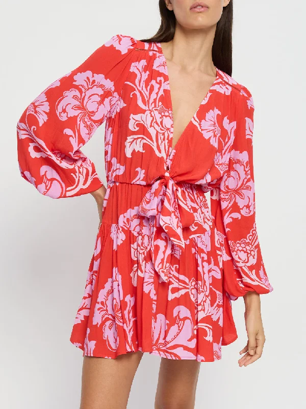 Olina Tie Front Mini Dress Stylish Short Sleeve Mini Dress