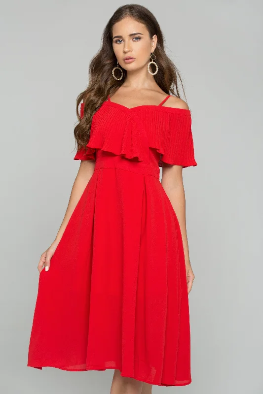 Red Spaghetti Strap Front Ribbed Ruffle Trim Mini Dress Comfortable Smocked Mini Dress