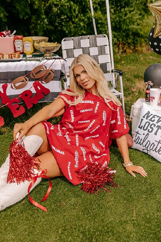 School Spirit Sequin Embroidered Mini Dress in Arkansas Curves Fashionable Mini Dress with Pockets