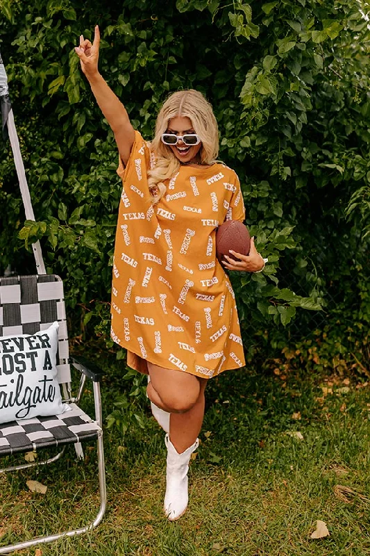 School Spirit Sequin Embroidered Mini Dress in Texas Rust Curves Cozy Cowl Neck Mini Dress