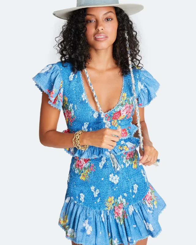 "Sonora" V-Neck Flutter Sleeve Mini Dress Stylish Short-Sleeve Mini Dress