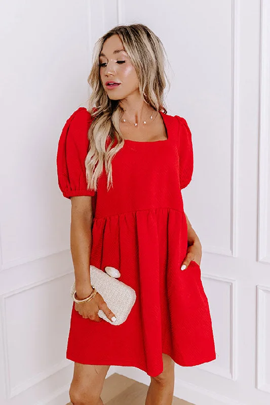 Sweet Gesture Babydoll Mini Dress in Red Fashionable Boho-Chic Mini Dress