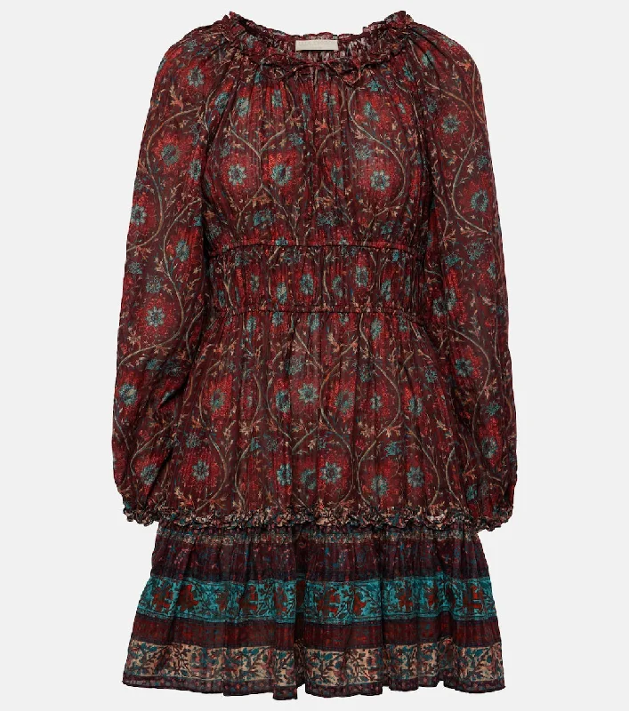 Val Dress Pomegranate Floral Cotton Mini Dress Stylish Summer Mini Dress