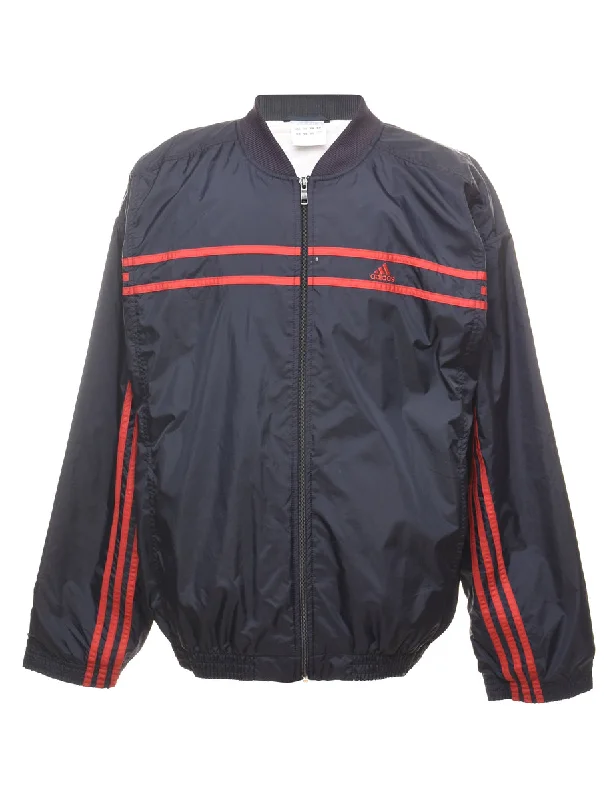 Adidas Navy & Red Nylon Jacket - L Fleece Fabric Down Fabric Feather Fabric