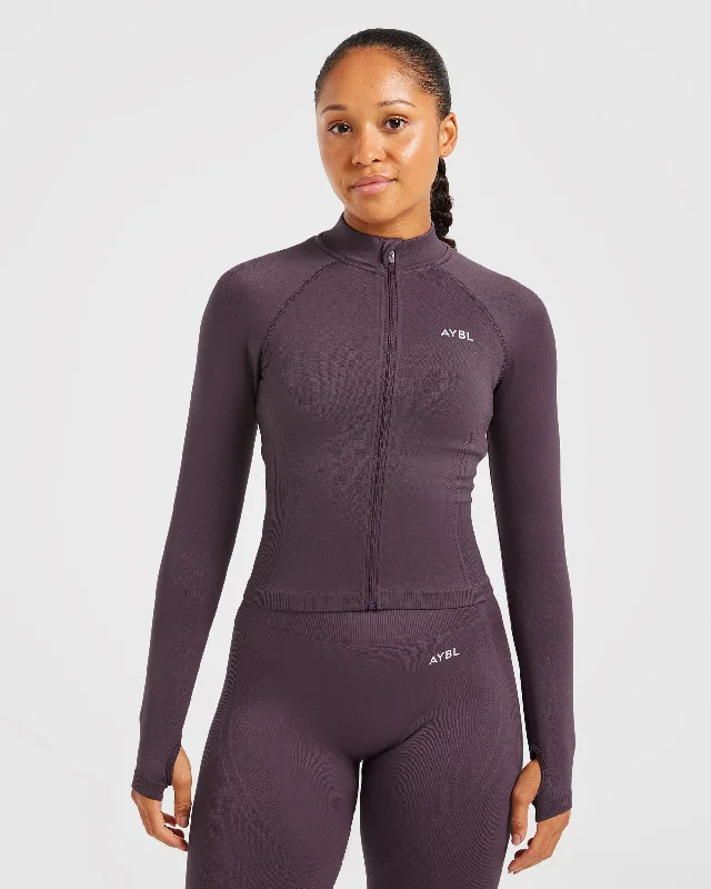 Balance V3 Seamless Zip Jacket - Purple Ribbed Jacket Pleated Jacket Ruffled Jacket