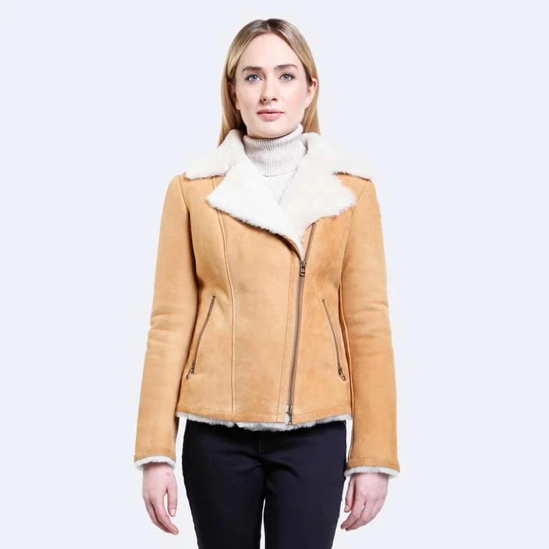 Cheryl Tan Sheepskin Jacket Faux Fur Fabric Real Fur Fabric Shearling Fabric