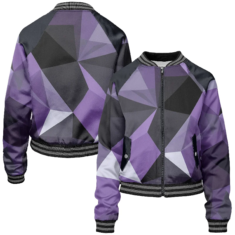 Cubes Space Women bomber jacket Front Pockets Side Pockets Patch Pockets