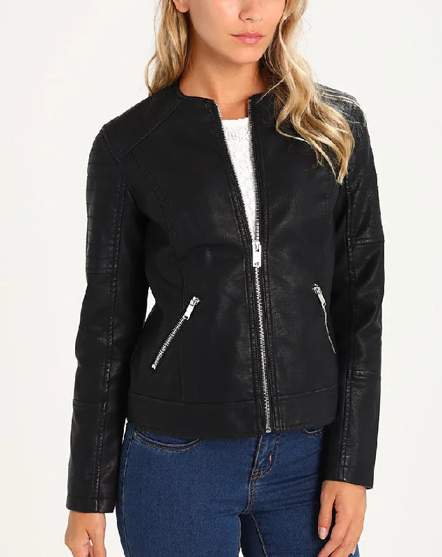 Koza Leathers Women's Real Lambskin Leather Bomber Jacket KW232 Fleece Fabric Down Fabric Feather Fabric