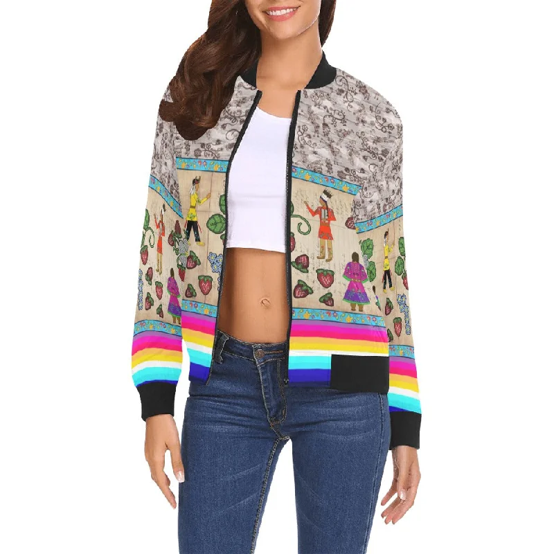 Love Stories All Over Print Bomber Jacket for Women Fitted Jacket Loose Jacket Oversized Jacket