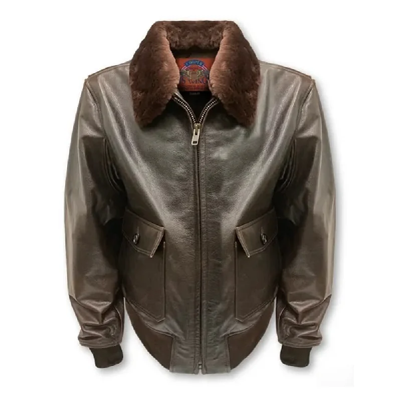 New Sheepsikn  Cooper Original Antique Bison G-1 Leatther Jacket Zippered Jacket Buttoned Jacket Snapped Jacket