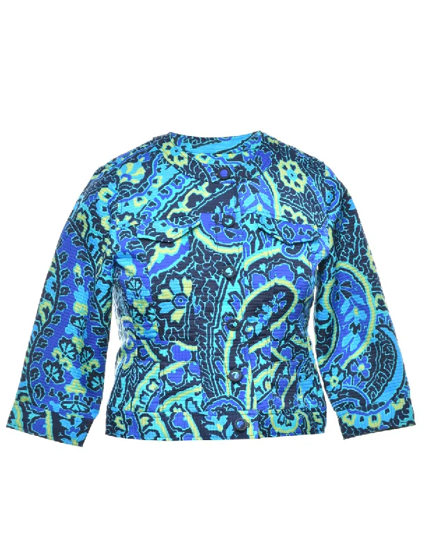 Paisley Pattern Jacket - M V-Neck Jacket Boat Neck Jacket Square Neck Jacket