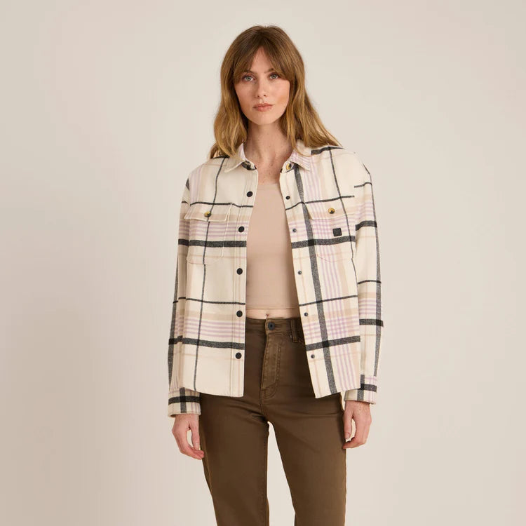 ROARK Amberley Shirt Jacket - WHITE WOLF Print Jacket Jacquard Jacket Embroidered Jacket