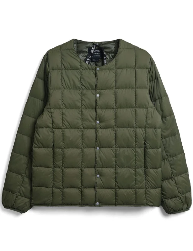 Taion Taion-104 Down Jacket Dark Olive Plaid Jacket Tartan Jacket Houndstooth Jacket