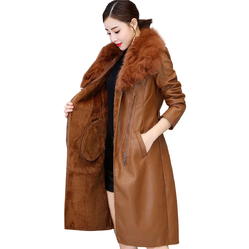 Women’s Brown Genuine Sheepskin Sherpa Shearling Faux Fur Lined Slim Fit Winter Warm Casual Fashion Leather Jacket Cotton Jacket Linen Jacket Terry Jacket