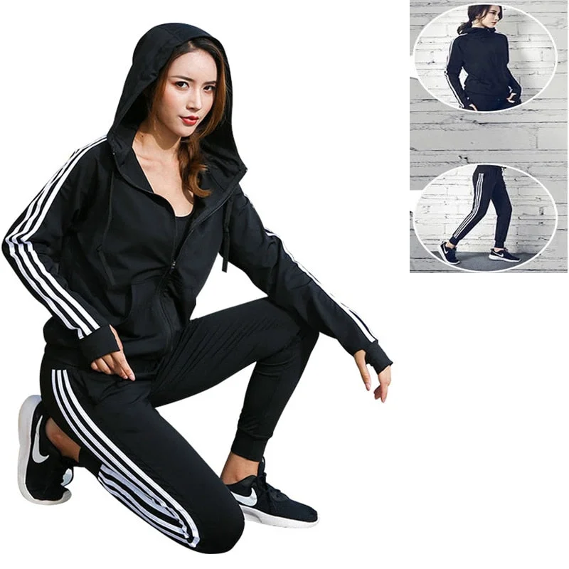 Women Tracksuit Yoga Set Loose Sports Jacket Sweatshirt Sports Harem Pants Gym Fitness Running Jog Set Sportswear Print Jacket Jacquard Jacket Embroidered Jacket