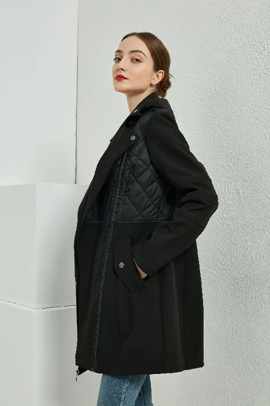 Softshell Asymmetrical zip up Trench Coat & Jacket Zippered Front Buttoned Front Snap Front