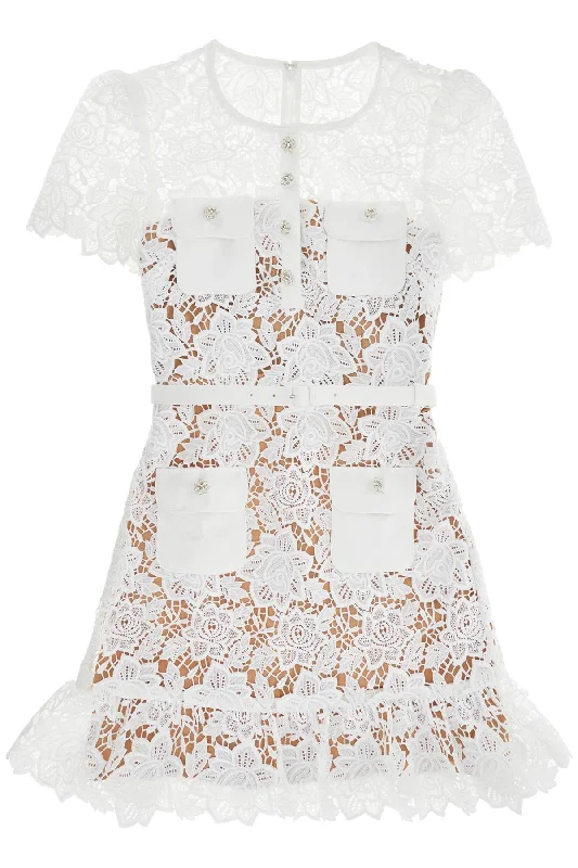 Lace Mini Dress With Belt Fashionable Mini Dress with Frills