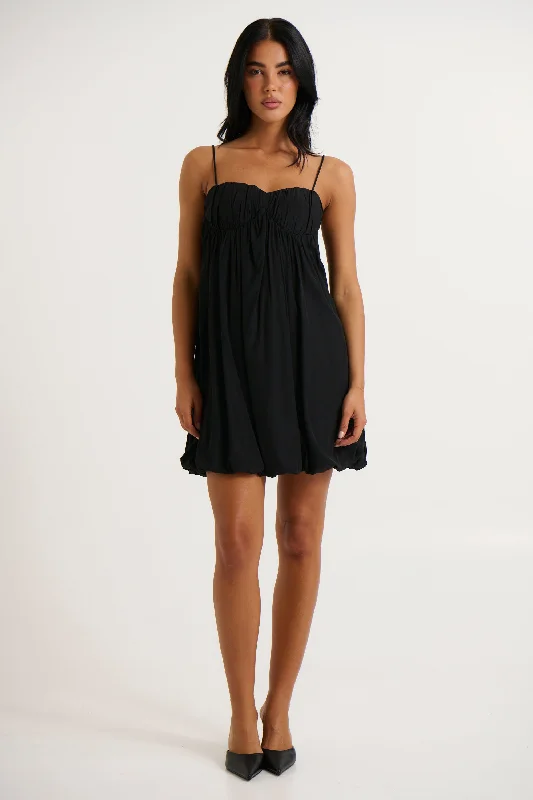 Magda Mini Dress Black Comfortable Boho Mini Dress