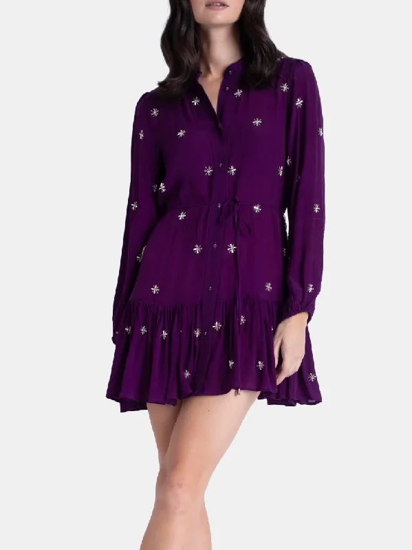 Moraima Beaded Mini Dress Stylish Short-Sleeve Mini Dress