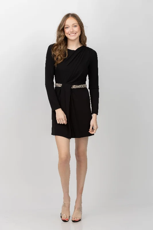 Simkhai Tulia Long Sleeve Mini Dress in Black Fashionable Party Mini Dress