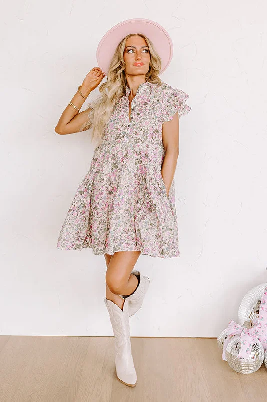 Wildflower Fields Mini Dress Cozy A-Line Mini Dress