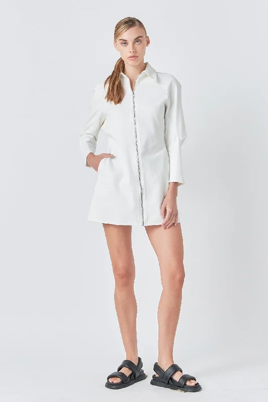 Grey Lab - Zip Up Mini Dress Stylish Summer Mini Dress