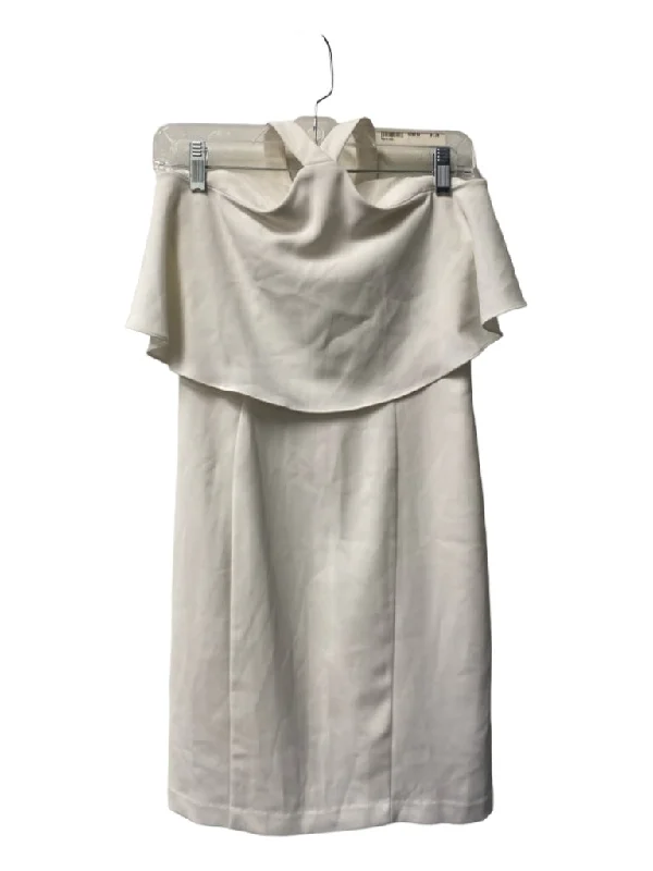Amanda Uprichard Size P White Polyester Halter Ruffle Detail Back Zip Dress