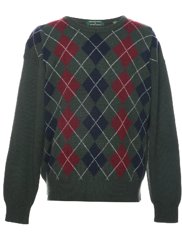 Argyle Jumper - L Lightweight Heavyweight Midweight