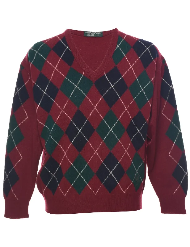 Argyle Jumper - M Machine Wash Dry Clean Hand Wash