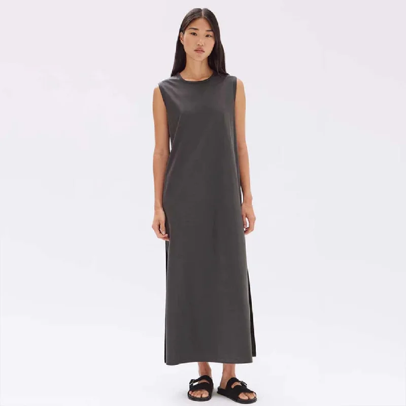 MADISON SILK TANK DRESS | WASHED BLACK