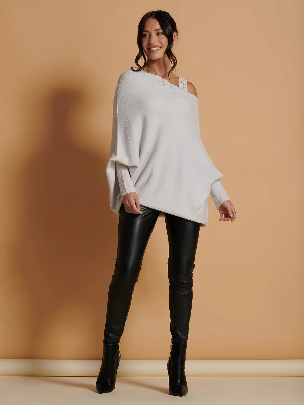 Made In Italy Asymmetric Draped Soft Knit Jumper, Oatmeal Cotton Fabric Linen Fabric Terry Fabric