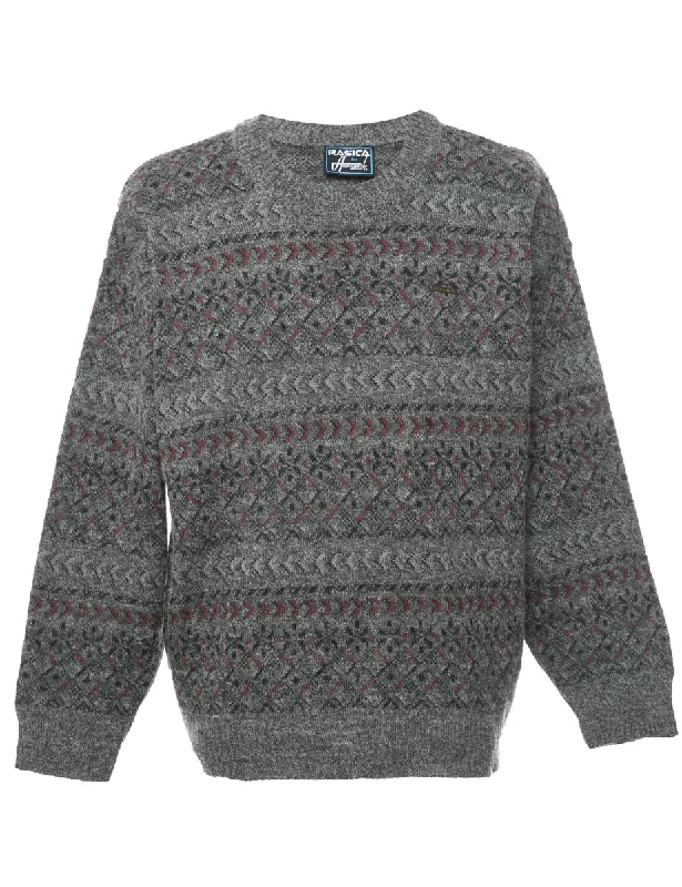 Aztec Print Jumper - L Elegant Classic Vintage